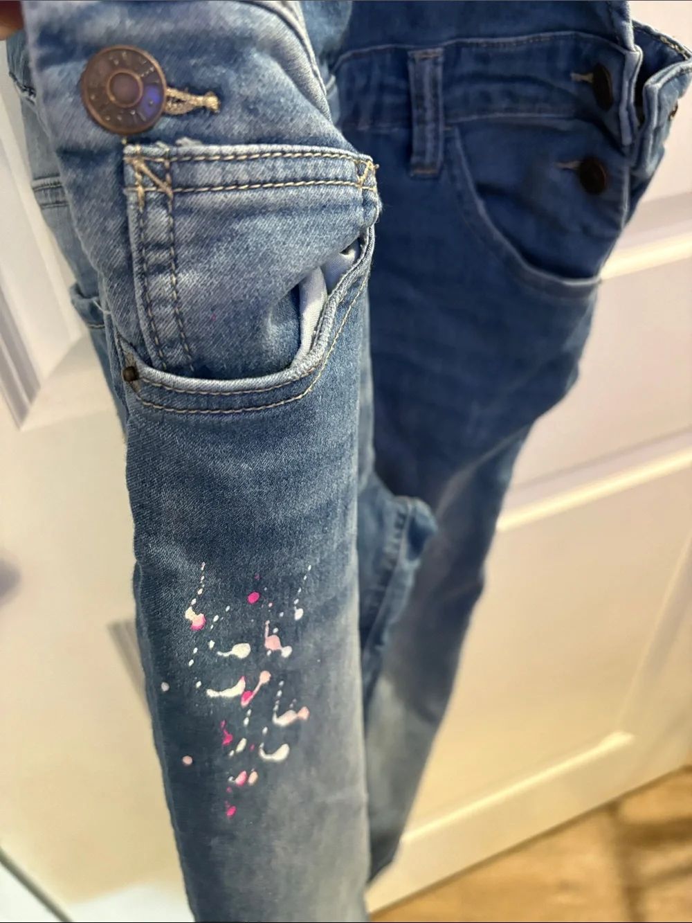 Kids Justice Blue Denim Overalls - Casual Painter-Detail Style